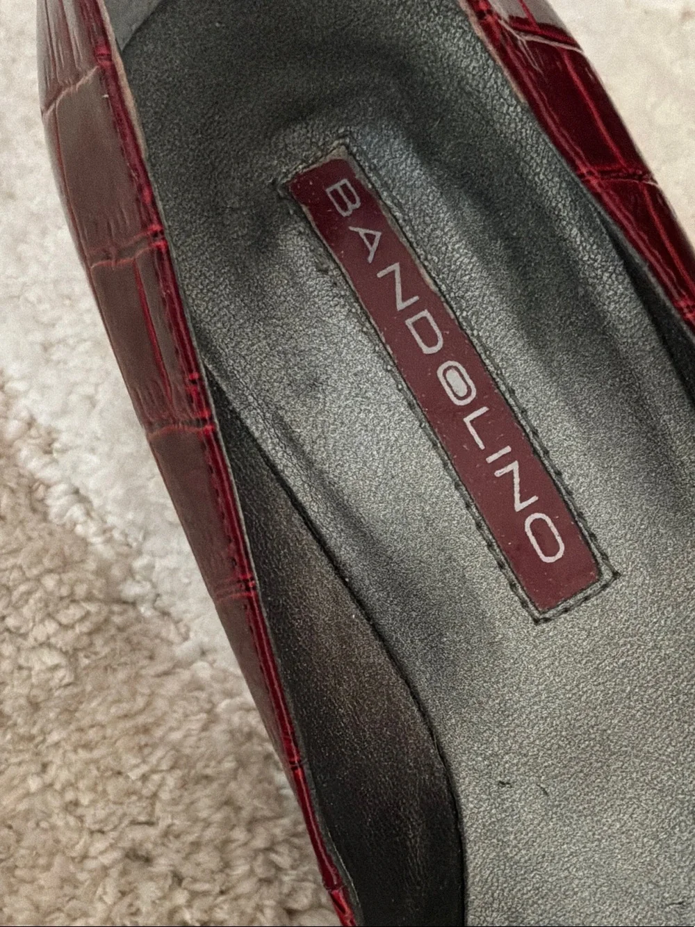 Bandolino dark Red Croc-Embossed Pointed Toe Pumps